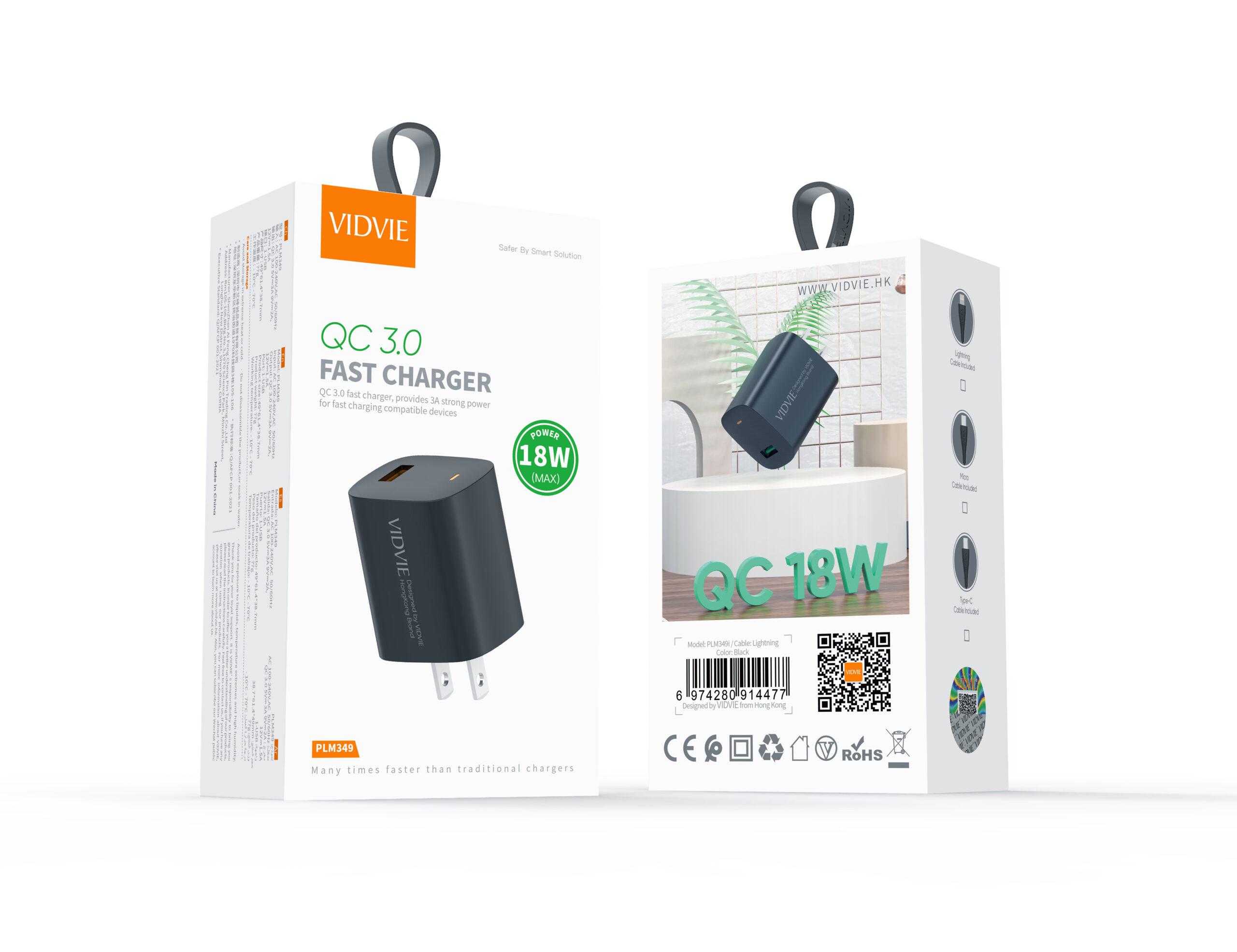 cargador carga rapida tipo C 18w , ViDVIE PLM349