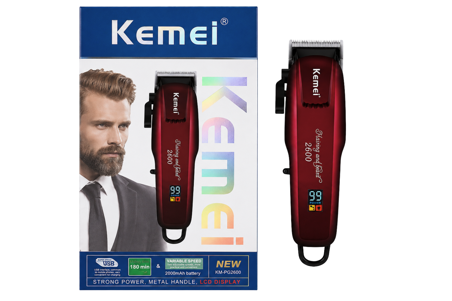 kkemei Maquina Barbera Inalámbrica Kemei - Image 1