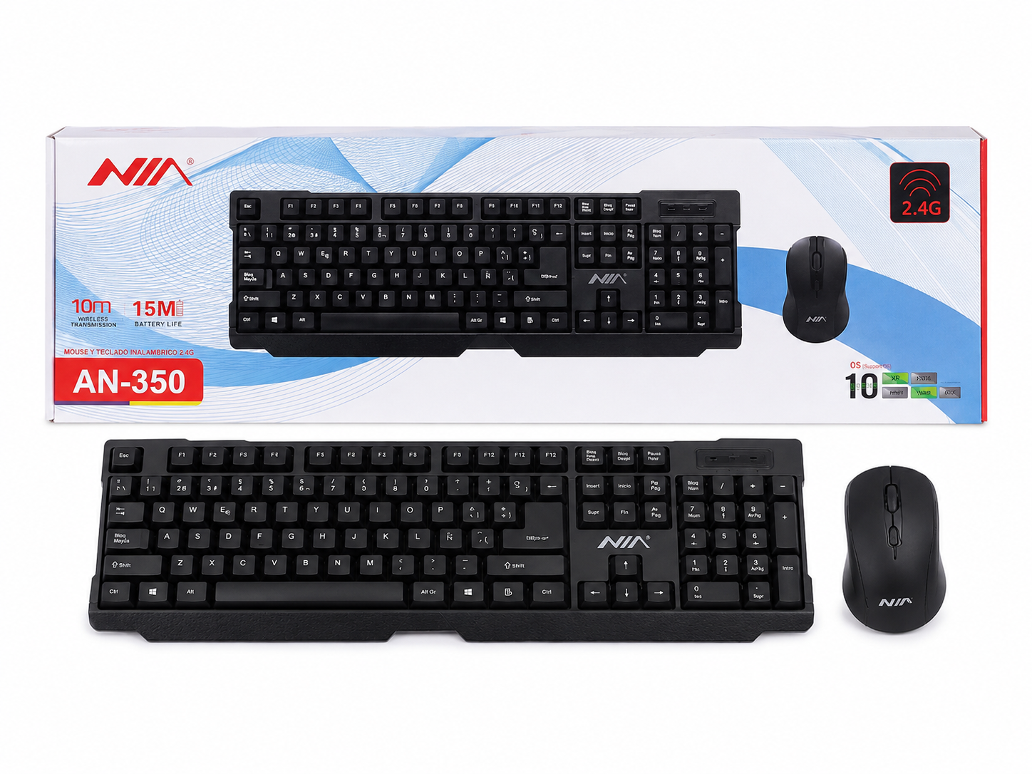 teclado Teclado Combo Inalambrico + Mouse Nia Ergonomico - Imagen 1