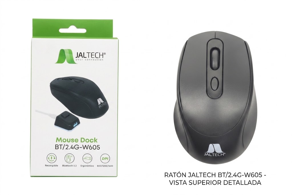 b8cf2608-12d2-4900-88fd-7ce6ebde7700 Mouse Inalámbrico Jaltech Dock Sky Bt/2.4g – W605 - Imagen 1
