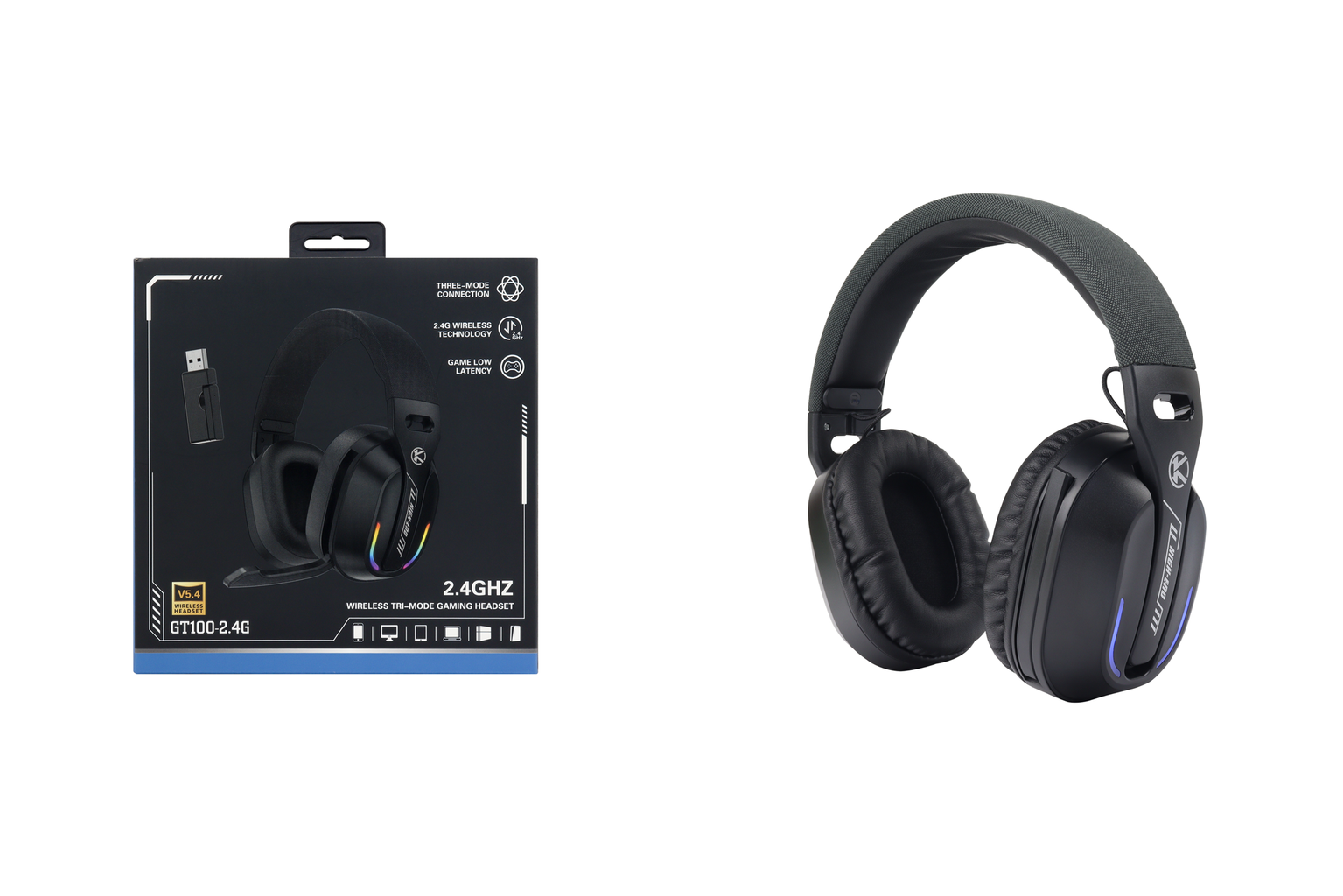 headset_caja_juntos_1535x1024 DIADEMA INALAMBRICA GT100-2.4G - Imagen 1